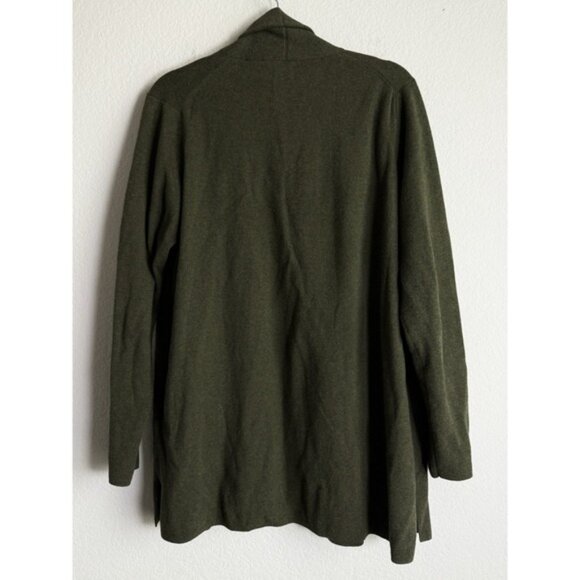 J.Crew Women Large Chelsea Sweater Blazer Shawl Collar Open Front Olive Cardigan - Picture 3 of 10